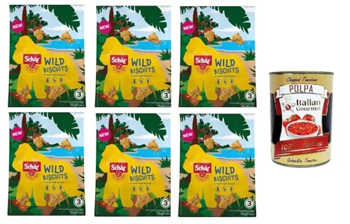 Schär Wild Biscuits – Biscotti senza glutine con forma di animale al sapore di vaniglia Wildkekse – Glutenfreie Tierkekse mit Vanillegeschmack 6x 115g (5x23gr)+ Italian Gourmet polpa 400g von Italian Gourmet E.R.