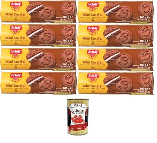 Schar, Mini Sorrisi, Biscotti senza glutine al cacao con crema al latte Mini Sorrisi, glutenfreie Kakaokekse mit Milchcreme 8x100gr + Italian Gourmet polpa 400g von Italian Gourmet E.R.