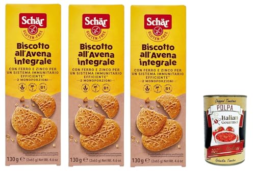 Schar Biscotto all'Avena integrale con Ferro e Zinco per un Sistema Immunitario Efficiente Vollkorn-Haferkekse mit Eisen und Zink für ein effizientes Immunsystem 3x130gr+ Italian Gourmet polpa 400g von Italian Gourmet E.R.