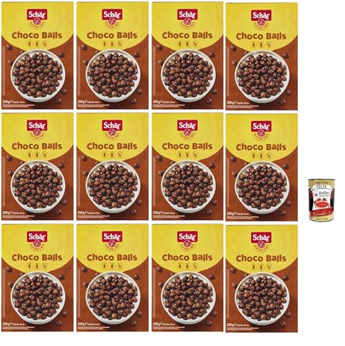 Schar Choco Balls Croccanti Cereali al Cacao Senza Glutine e Lattosio (Gluten and Lactose Free), Knuspriger Kakaokakao ohne Gluten und Laktose, 12x 250g + Italian Gourmet polpa 400g von Italian Gourmet E.R.