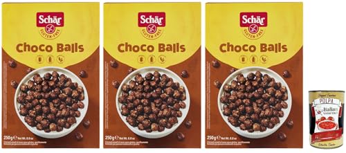 Schar Choco Balls Croccanti Cereali al Cacao Senza Glutine e Lattosio (Gluten and Lactose Free), Knuspriger Kakaokakao ohne Gluten und Laktose, 3x 250g + Italian Gourmet polpa 400g von Italian Gourmet E.R.