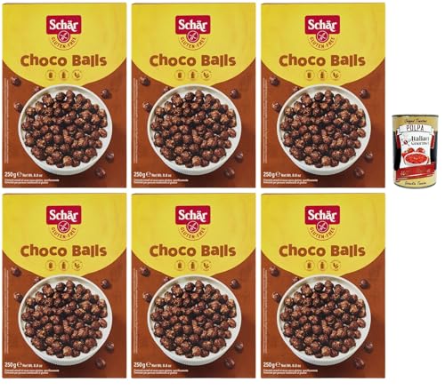 Schar Choco Balls Croccanti Cereali al Cacao Senza Glutine e Lattosio (Gluten and Lactose Free), Knuspriger Kakaokakao ohne Gluten und Laktose, 6x 250g + Italian Gourmet polpa 400g von Italian Gourmet E.R.