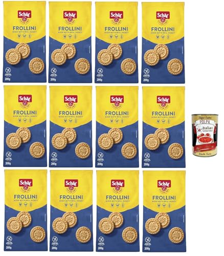 Schar Frollini Gluten-Free Shortbread Cookies, Glutenfreie Shortbread-Kekse – gentechnikfrei, laktosefrei, ohne Konservierungsstoffe, 12x 200g + Italian Gourmet polpa 400g von Italian Gourmet E.R.