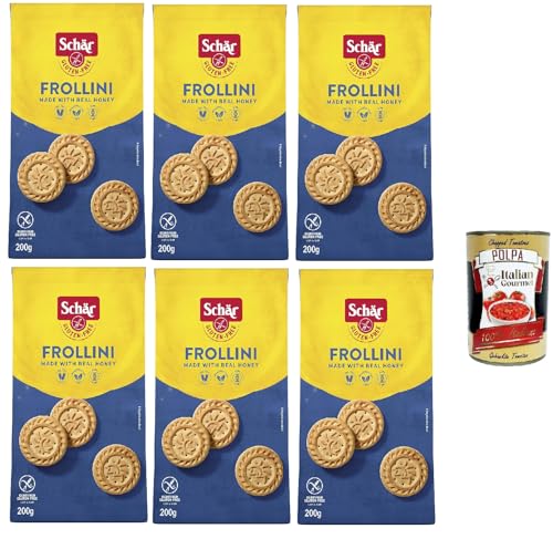 Schar Frollini Gluten-Free Shortbread Cookies, Glutenfreie Shortbread-Kekse – gentechnikfrei, laktosefrei, ohne Konservierungsstoffe, 6x 200g + Italian Gourmet polpa 400g von Italian Gourmet E.R.