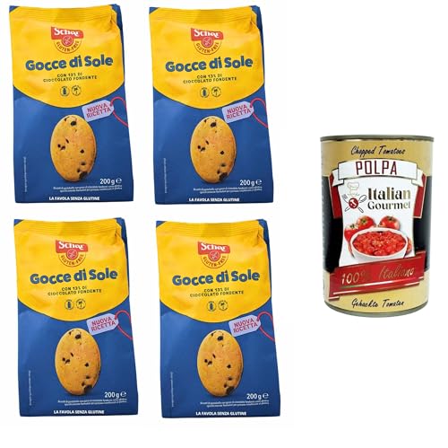 Schar Gocce di Sole Biscotti di pasta frolla con gocce di cioccolato Mürbeteigkekse mit Schokoladenstückchen 4x200gr + Italian Gourmet polpa 400g von Italian Gourmet E.R.