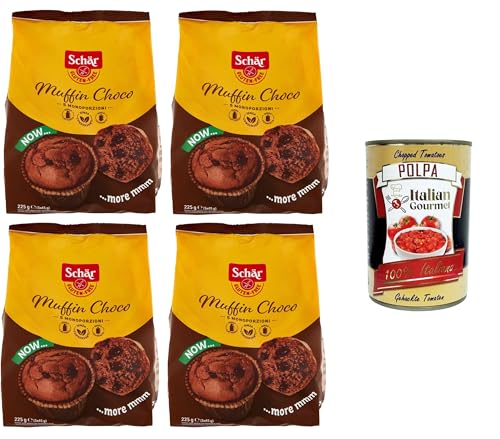 Schar Muffin Choco Glutenfreie Kuchen mit Schokolade und Kakao, speziell für Menschen mit Glutenunverträglichkeit 4x225gr + Italian Gourmet polpa 400g von Italian Gourmet E.R.