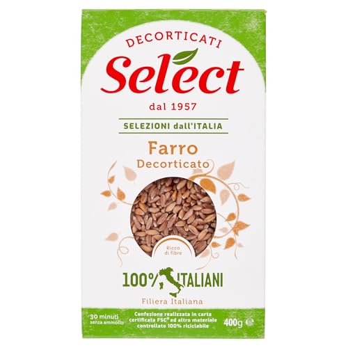 Select Farro Decorticato Geschälter Dinkel 100% Italienische Hülsenfrüchte Papier Verpackung von 400g von Italian Gourmet E.R.