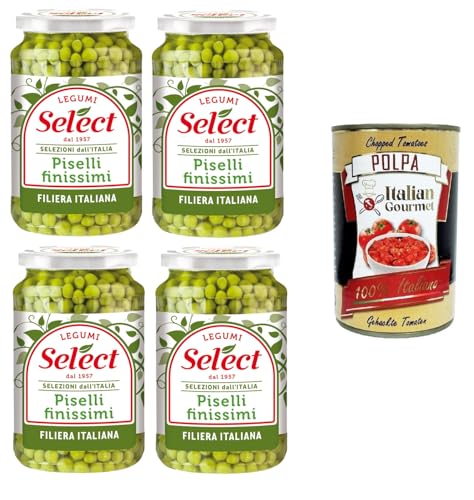 Select Piselli Finissimi Selezione dall'Italia Sehr feine Erbsenauswahl aus Italien 4x360gr + Italian Gourmet polpa 400g von Italian Gourmet E.R.