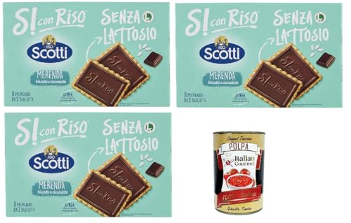 Si con Riso - Biscotto Cioco - Schoko Kekse, Laktose -freie und palmenfreie Kekse, Lactose -free biscuits 3x 200 g + Italian Gourmet polpa 400g von Italian Gourmet E.R.