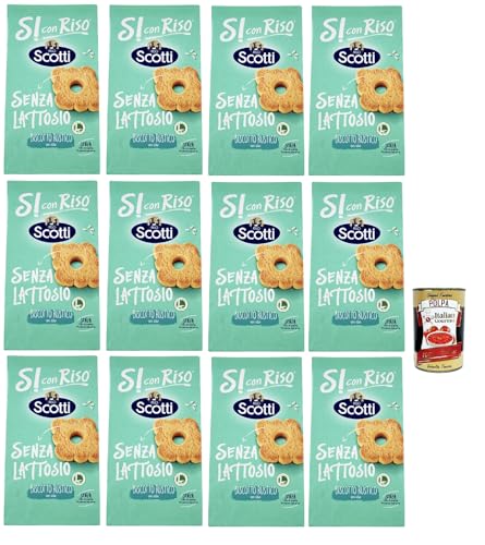 Si con Riso - Biscotto Rustico con riso - Reiskeks, rustikal, Laktose -freie und palmenfreie Kekse, Lactose -free biscuits 12x 200 g + Italian Gourmet polpa 400g von Italian Gourmet E.R.