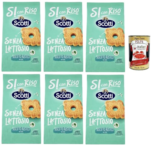 Si con Riso - Biscotto Rustico con riso - Reiskeks, rustikal, Laktose -freie und palmenfreie Kekse, Lactose -free biscuits 6x 200 g + Italian Gourmet polpa 400g von Italian Gourmet E.R.