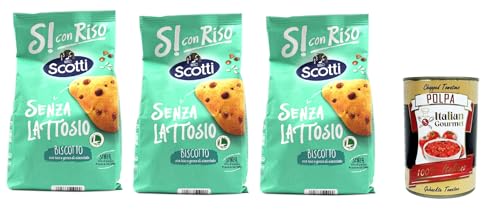 Si con Riso - Biscotto con riso e gocce di cioccolato - Kekse mit Reis und Schokoladenchips, Laktose -freie und palmenfreie Kekse, Lactose -free biscuits 3x 350 g + Italian Gourmet polpa 400g von Italian Gourmet E.R.