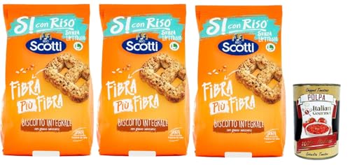 Si con Riso - Biscotto integrali- Kekse Vollkorn, Laktose -freie und palmenfreie Kekse, Lactose -free biscuits 3x 350 g + Italian Gourmet polpa 400g von Italian Gourmet E.R.