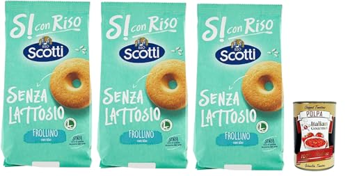 Si con Riso - Frollino con Riso - Laktose -freie und palmenfreie Kekse, Lactose -free biscuits 3x 350 g + Italian Gourmet polpa 400g von Italian Gourmet E.R.