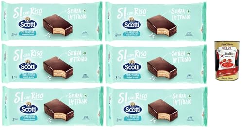 Si con Riso - Merendina Ricoperta con Cioccolato, Kuchen mit Schokolade bedeckt, Laktose -freie Süße Snacks, Palmöl ohne, 6x 264g + Italian Gourmet polpa 400g von Italian Gourmet E.R.