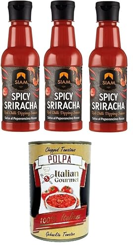 Siam Scharfe Sriracha-Rot-Chili-Dip-Sauce 3x 250 ml+ Italian Gourmet polpa 400g von Italian Gourmet E.R.