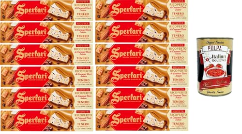 Sperlari Torrone Mandorla Ricoperto Caramello Salato Senza Glutine Glutenfreier, mit Salzkaramell überzogener Mandelnougat 12x 200 g+ Italian Gourmet polpa 400g von Italian Gourmet E.R.