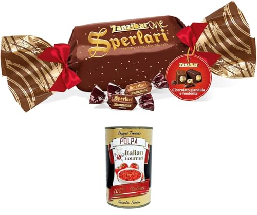 Sperlari Zanzibarone Confezione regalo Geschenkbox Verschiedene Nougats mit Gianduia und dunkler Schokolade, Schokolade,350gr + Italian Gourmet polpa 400g von Italian Gourmet E.R.