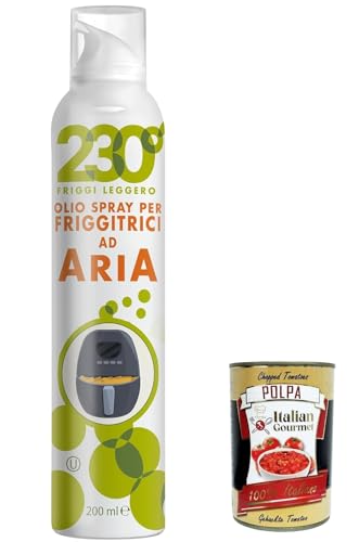 Sprayleggero olio per air fryer, Sprühen Sie Öl für Luftbraten, mit Sonnenblumenöl, Avocadoöl und Reisöl 200 ml, hoher Öl + Italian Gourmet polpa 400g von Italian Gourmet E.R.