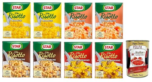 Star Il Mio Risotto Testpaket - Cremiges Reis 100% italienisch Fertiggerichte Frischesparbeutel 4 verschiedene Geschmacksrichtungen 8x 175g + Italian Gourmet polpa 400g von Italian Gourmet E.R.