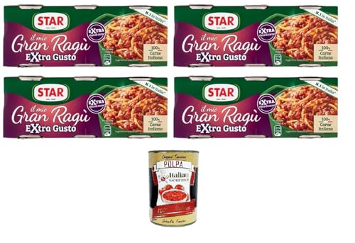 Star il mio Gran Ragù Extra Gusto mit 100% italienischem Fleisch,Packung mit 4x300gr (3 Dosen à 100g) + Italian Gourmet polpa 400g von Italian Gourmet E.R.