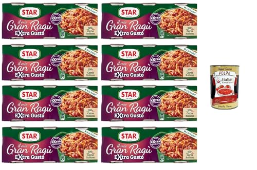 Star il mio Gran Ragù Extra Gusto mit 100% italienischem Fleisch,Packung mit 8x300gr (3 Dosen à 100g) + Italian Gourmet polpa 400g von Italian Gourmet E.R.