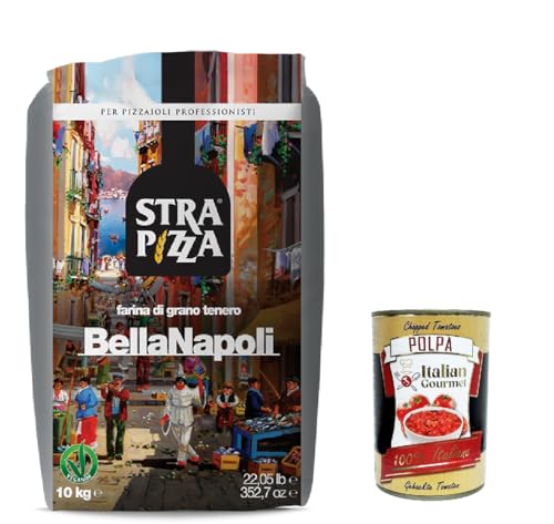 Strapizza Bella Napoli Argento, farina di grano tenero, tipo "0", Pizzamehl fur pizza, Mehl 10kg + Italian Gourmet polpa 400g von Italian Gourmet E.R.