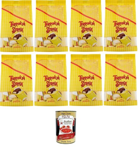 Strega Alberti Torroncini Strega,Überzogen mit einer köstlichen und raffinierten Schicht extra dunkler Schokolade 8x 150g + Italian gourmet polpa 400g von Italian Gourmet E.R.