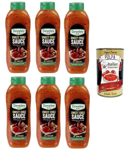 Süße Chili-Sauce, scharfe Chili-Pfeffer-Sauce, 6 x 875 ml + Italian Gourmet polpa 400g von Italian Gourmet E.R.