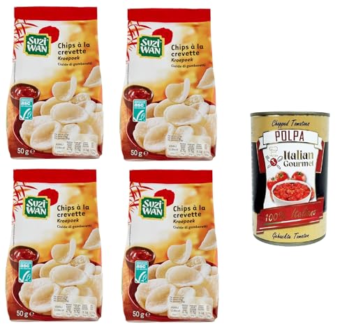 Suzi Wan Cialde di gamberetti Shrimp Waffles, Knusprige Waffeln aus Tapiokamehl und Garnelen 4x 50 g+ Italian Gourmet polpa 400g von Italian Gourmet E.R.