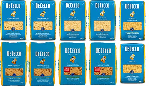 TESTPAKET Pasta De Cecco Classic Pasta ( 10x 500g ) Italian Hartweizengrieß Nudeln + Italian Gourmet polpa 400g von Italian Gourmet E.R.