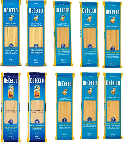 TESTPAKET Pasta De Cecco Lange Pasta ( 10x 500g ) Italian Hartweizengrieß Nudeln + Italian Gourmet polpa 400g von Italian Gourmet E.R.