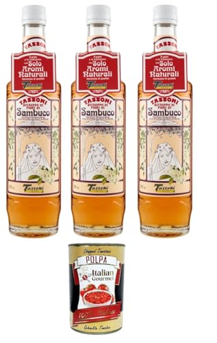 Tassoni- Sciroppo di Sambuco Holundersirup Nur natürliche Aromen 3x 560ml+ Italian Gourmet polpa 400g von Italian Gourmet E.R.