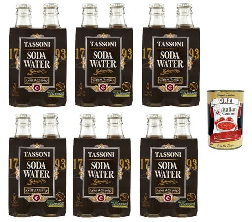 Tassoni Soda Water, Erfrischendes italienisches Alkoholfreies Getränk 24x 18cl, Einweg-Glasflasche + Italian Gourmet polpa 400g von Italian Gourmet E.R.