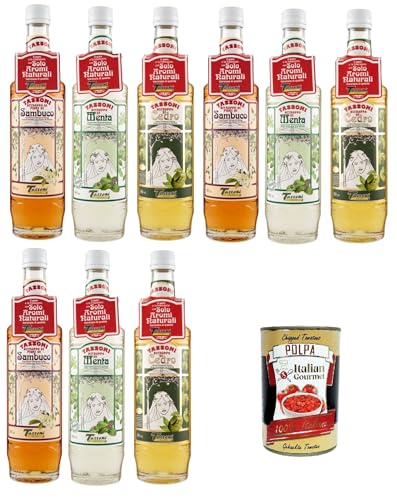 Tassoni- Testpaket Sciroppi Cedro,Menta,Sambuco Sirupe Zeder, Minze, Holunder Nur natürliche Aromen 9x 560ml+ Italian Gourmet polpa 400g von Italian Gourmet E.R.