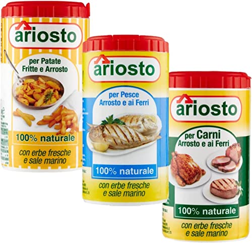 Testpaket 12x Ariosto Gewürz für gebratenen und gegrillten Fisch, Fleisch und Brat- und Bratkartoffeln 80g + italian Gourmet Polopa 400g von Italian Gourmet E.R.