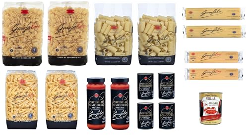 Testpaket 16 Stück, 2x Rigatoni, 2x Radiatori, 2x Casarecce, 2x Spaghetti, 2x Linguine, 2x Tomatenpassata, 4x geschälte Tomaten+ Italian Gourmet polpa 400g von Italian Gourmet E.R.