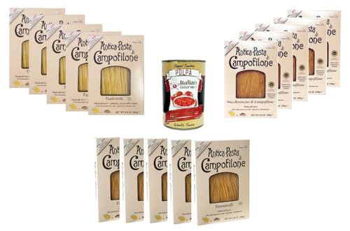 Testpaket Antica Pasta di Campofilone-5xTagliatelle 5x Maccheroncini 5x Tonnarelli 250gr + Italian Gourmet polpa 400g von Italian Gourmet E.R.