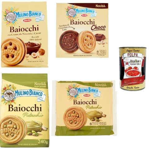 Testpaket Baiocchi Haselnuss und Kakao choco Pistazie 4 Stück + Italian gourmet polpa 400g von Italian Gourmet E.R.