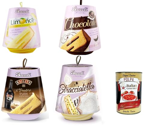 Testpaket Bauli Pandoro Limoncè, Baileys , stracciatella, panne e cioccolato weich pandoro 4x 750g + Italian Gourmet polpa 400g von Italian Gourmet E.R.