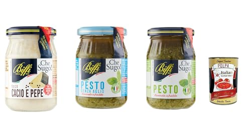 Testpaket Biffi sugo Cacio und Pepe, Pesto, Pesto Ohne Knoblauch -Sauce 190g + Italian Gourmet polpa 400g von Italian Gourmet E.R.