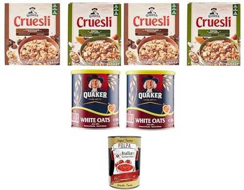 Testpaket Cruesli mit Schokolade 2x375 Cruesli Fruchtmischung 2x375gr White Oats Fiocchi di Avena Haferflocken 2x 500gr + Italian Gourmet polpa 400g von Italian Gourmet E.R.