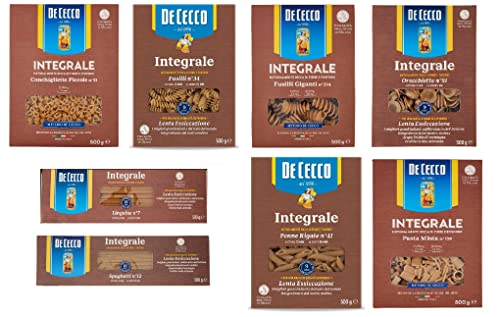 Testpaket De Cecco Pasta integrale Vollkornnudeln Vollkorn Pasta 8x 500g Packung + Italian Gourmet polpa 400g von Italian Gourmet E.R.