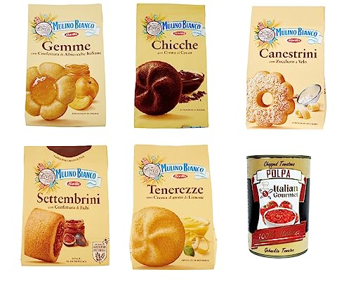 Testpaket Mulino Bianco Dolcetti Shortbread Kekse zum Anbeißen biscuits cookies 5 Stücke 4x 200g 1x 300g + Italian gourmet polpa 400g von Italian Gourmet E.R.