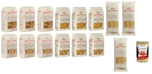 Testpaket Rummo Pasta FARFALLE - FUSILLI - MAFALDINE - PACCHERI - CALAMARATA, Italienische Nudeln aus Hartweizengrieß, 15x 500g + Italian Gourmet polpa 400g von Italian Gourmet E.R.