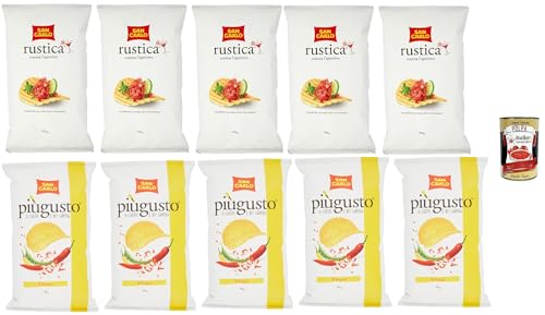 Testpaket San Carlo Patatine, Vivace Paprika 5x150g + Rustica 5x300g - Kartoffelchips Chips Beutel + Italian Gourmet polpa 400g von Italian Gourmet E.R.