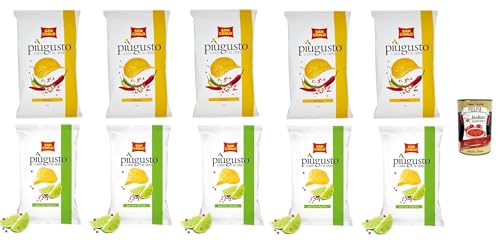 Testpaket San Carlo Più Gusto Patatine, Limette und Rosa Pfeffer + Vivace Paprika - Kartoffelchips Chips, 10x 150g Beutel + Italian Gourmet polpa 400g von Italian Gourmet E.R.