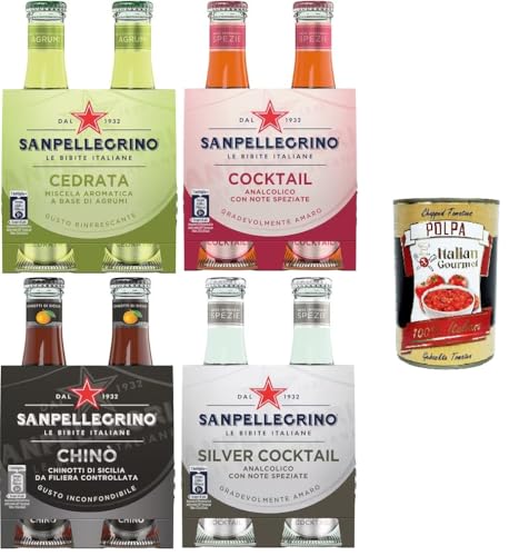 Testpaket San Pellegrino Alkoholfreie Getränke, Cedrata, Chinotto, Silver Cocktail, Cocktail 16x 20cl+ Italian Gourmet polpa 400g von Italian Gourmet E.R.