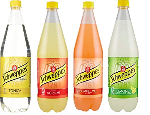 Testpaket Schweppes tonica Pompelmo rosa Limone Agrumi getönten Tonic Wasser PET 12x 1 Lt erfrischend von Italian Gourmet E.R.