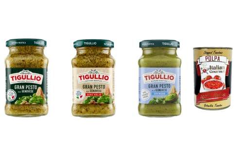 Testpaket Star Tigullio GranPesto Pesto alla Genovese, ohne Knoblauch und cremoso mit Basilikum 3x 190 g Sauce Soße + Italian gourmet polpa 400g von Italian Gourmet E.R.